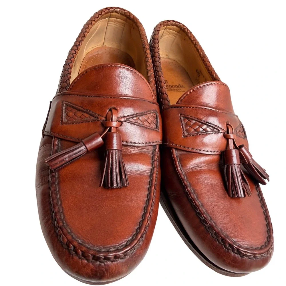 Allen Edmonds Maxfield Tassel Loafers Brown Leather Made USA Men’s 8.5D